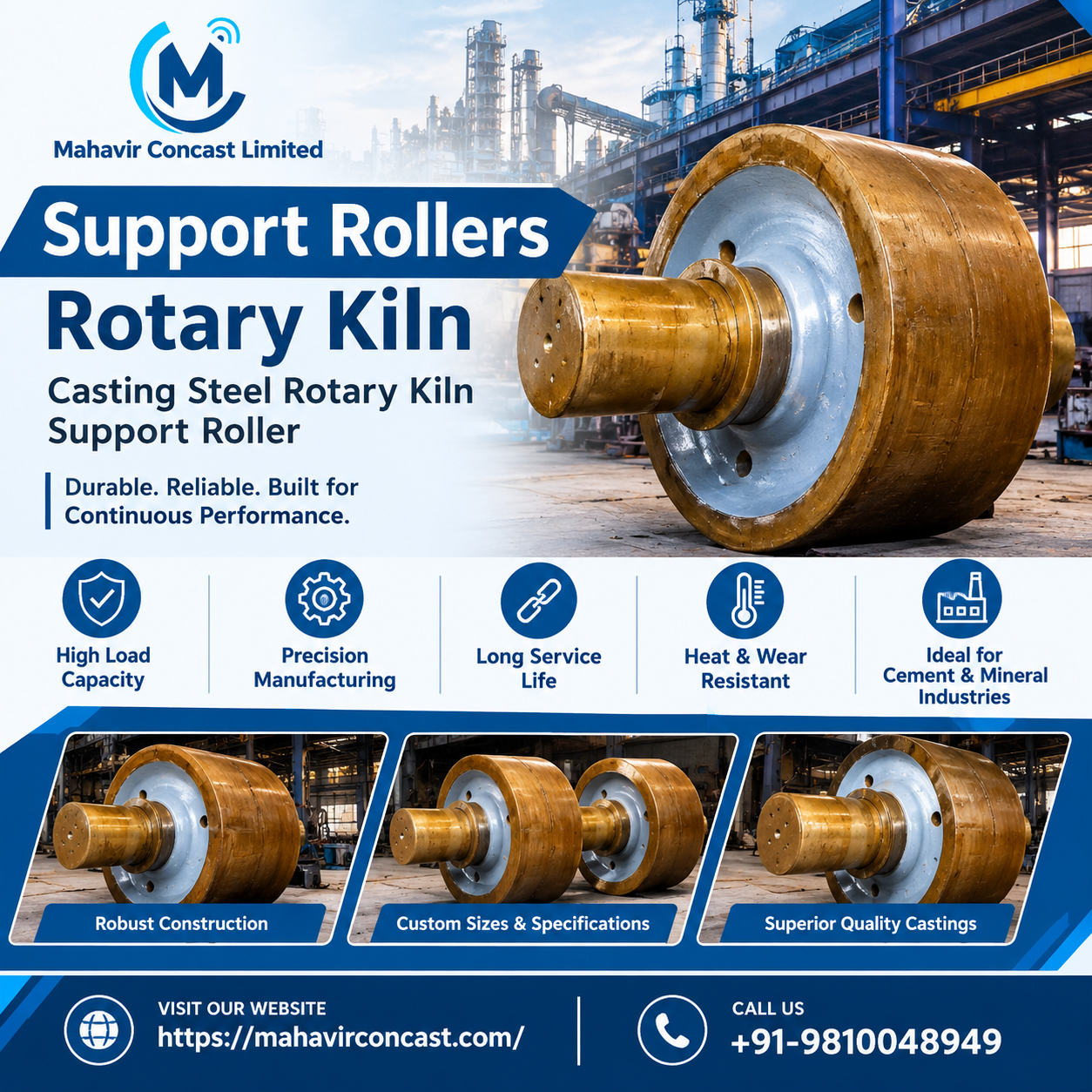 Why Support Rollers Are Critical to Rotary Kiln Performance in Cement, Mining & Metal Processing